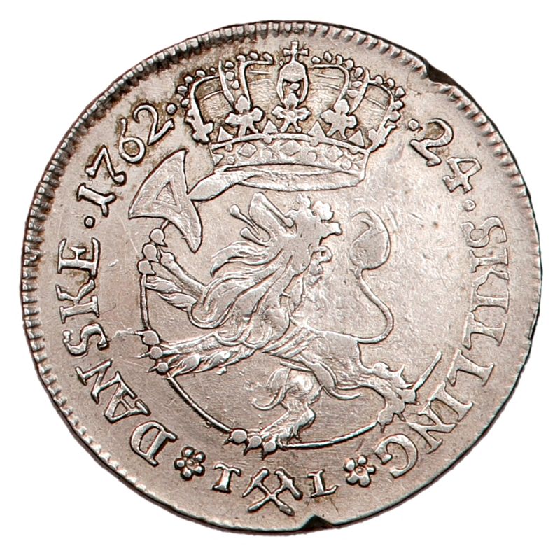 Frederik V, 24 skilling 1762, kv. 1+, kh