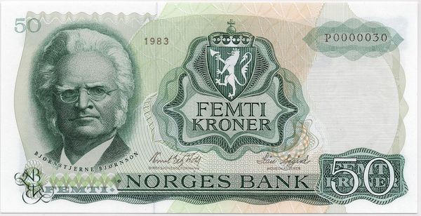 Hovedbilde 50 kroner 1983 P, PMG 65EPQ, lavt nummer
