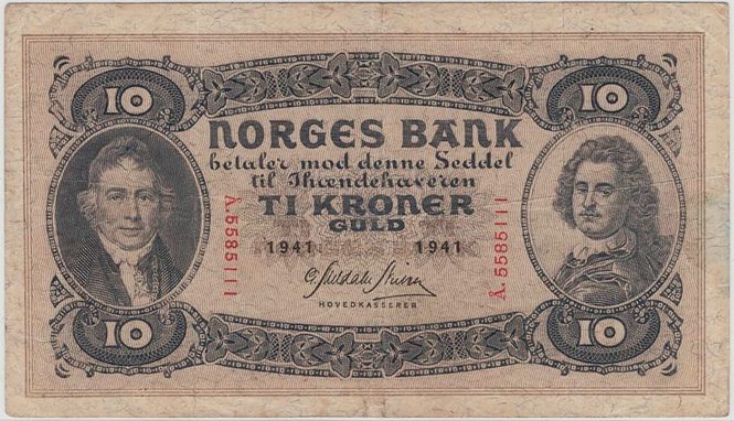 Hovedbilde 10 kroner 1941 Å, kv. 1/1-