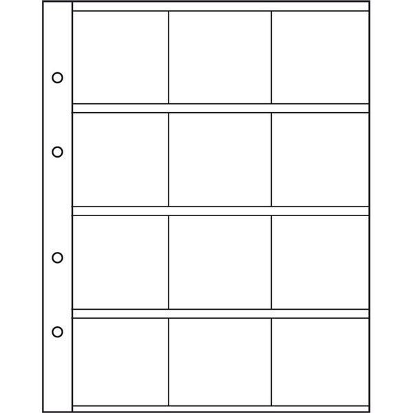 Hovedbilde 12 lommer, til myntrammer, myntark, Numis-album