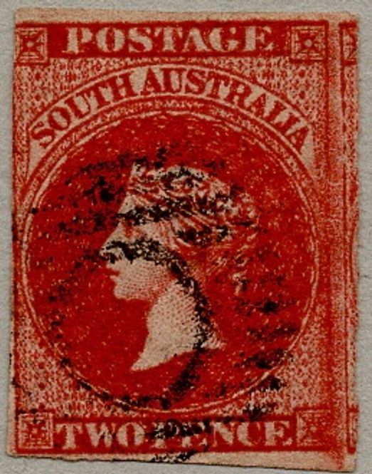 Hovedbilde Sør-Australia, 2 pence 1855, stemplet