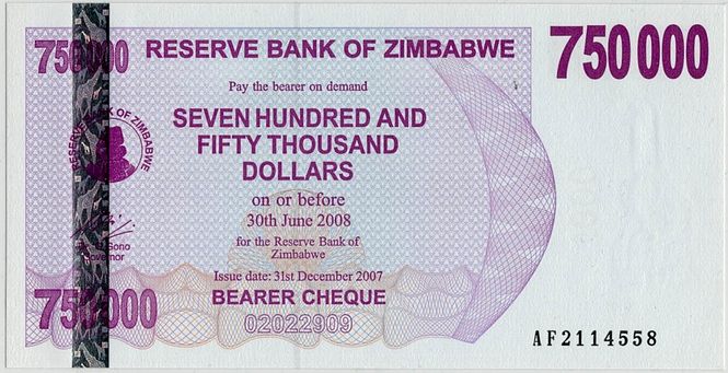Hovedbilde Zimbabwe, 750 000 dollars 2008