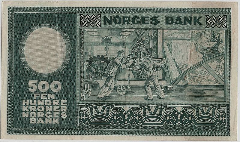 500 kroner 1954, 4. utgave, trebretter