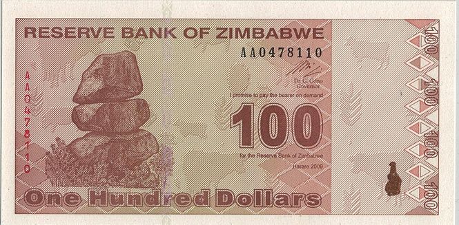 Hovedbilde Zimbabwe, 100 dollars 2009