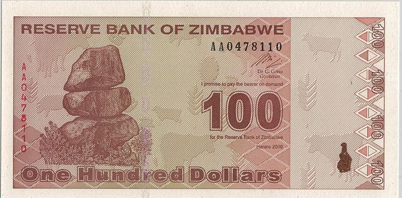 Zimbabwe, 100 dollars 2009