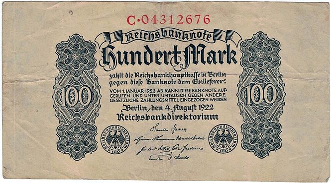 Hovedbilde 100 mark 1922 Inflasjonsseddel