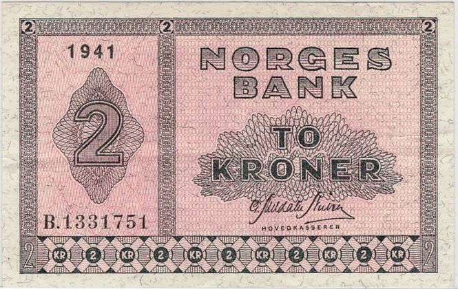 Hovedbilde 2 kroner 1941 B, kv. 1+