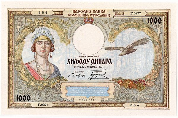 Hovedbilde Jugoslavia, 1000 dinara 1931