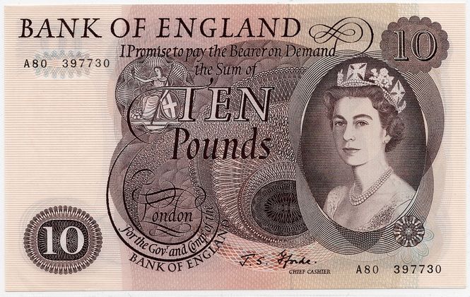 Hovedbilde Storbritannia, 10 pounds 1966-1970