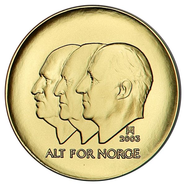 Hovedbilde Norge, 1500 kr. minnemynter, 15,55 g rent gull