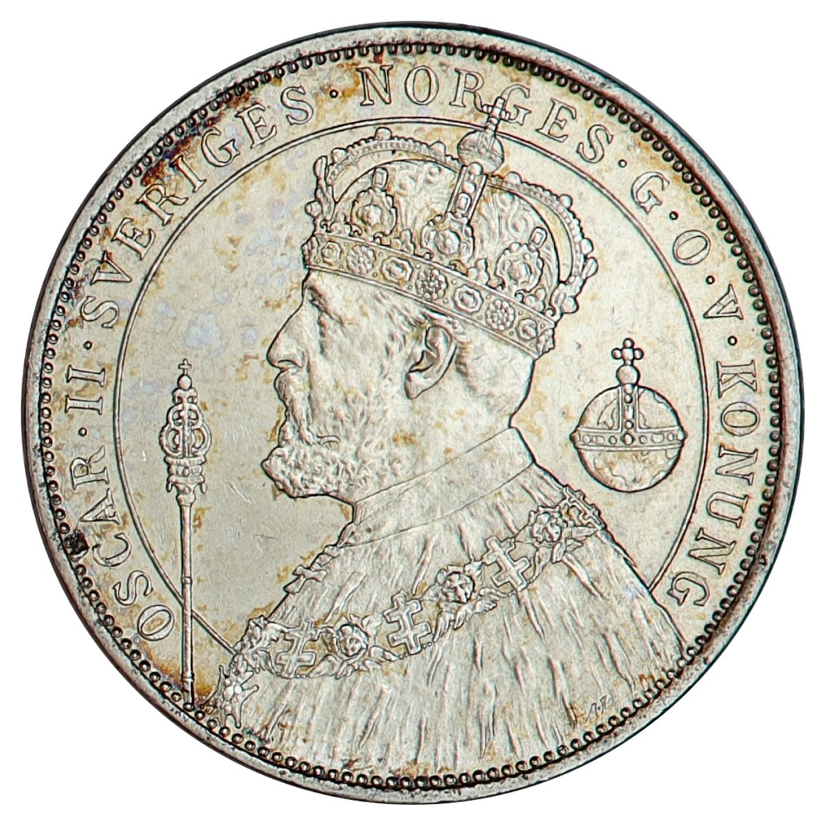 Sverige, 2 kroner 1897, regjeringsjubileum