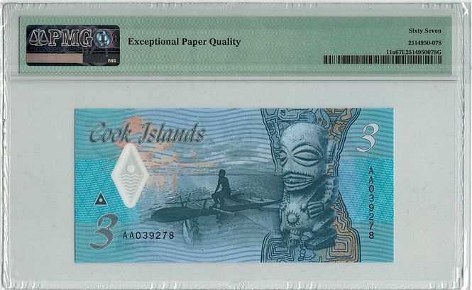 Hovedbilde Cook Islands, 3 dollars 2021, PMG MS67 EPQ
