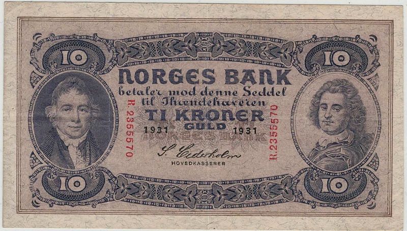 10 kroner 1931 R, kv. 1/1+