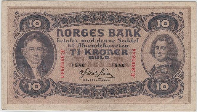 Hovedbilde 10 kroner 1940 Æ, kv. 1 