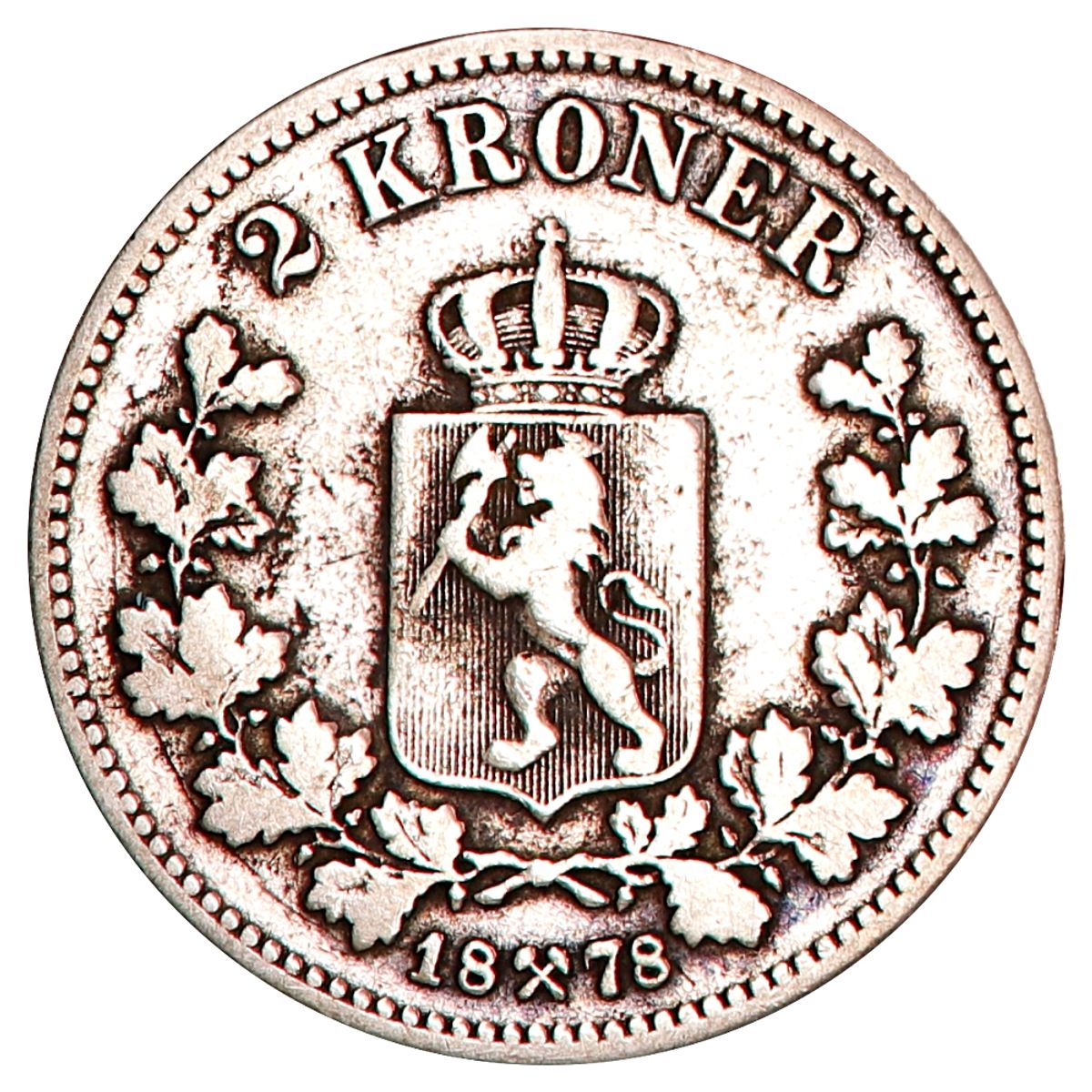 2 kroner 1878 Kv. 1/1-