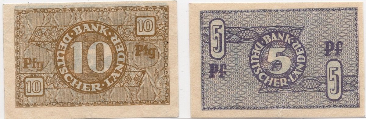 Tyskland, 5 & 10 pfennig 1948