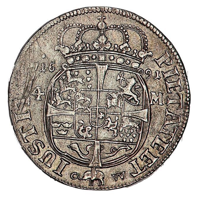 Hovedbilde Christian V, 4 mark 1691