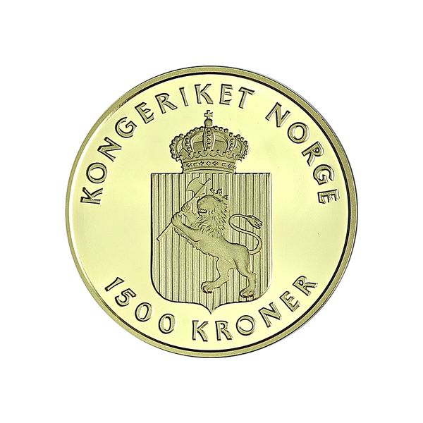 Hovedbilde Norge, 1500 kr. minnemynter, 15,55 g rent gull