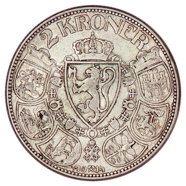 Hovedbilde 2 kroner 1914, kv. 1+