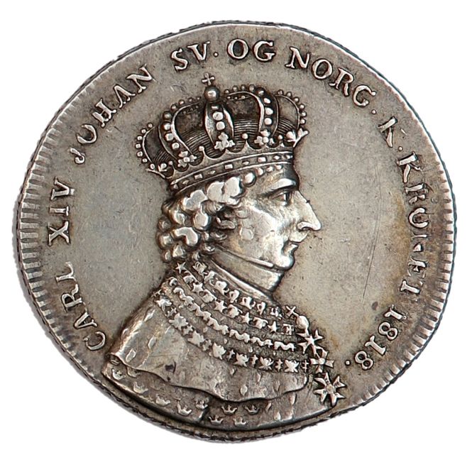 Hovedbilde SOLGT! Carl XIV Johan, kastemynt 1818