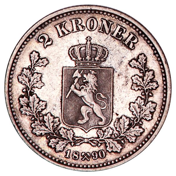 Hovedbilde 2 kroner 1890, kv. 1+