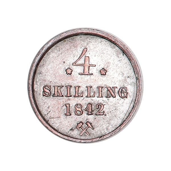 Hovedbilde Carl XIV Johan, 4 skilling 1842, kv. 1+/01