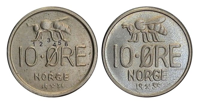 Hovedbilde Bie med 4 bein? 10 øre 1958