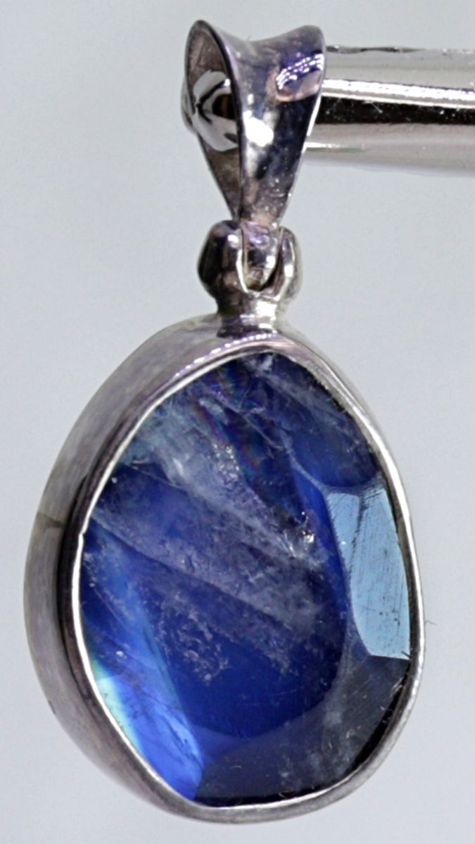 Labradoritt, mørk blå, sølvanheng