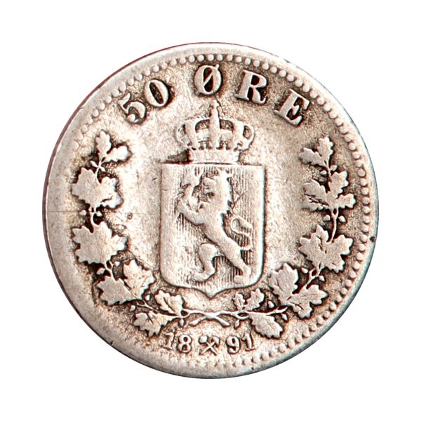 Hovedbilde 50 øre 1891, kv. 1-