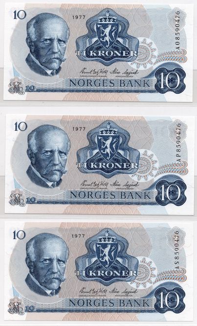 Hovedbilde 10 kroner 1977, serie AO-AØ