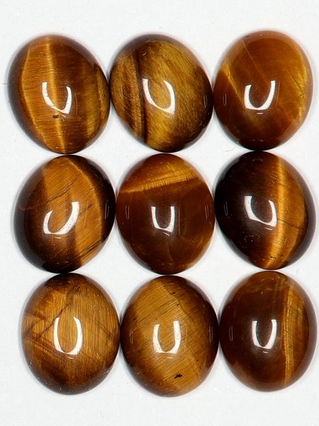 Hovedbilde Cabochon, tigerøye, gul, 9 x 11 mm