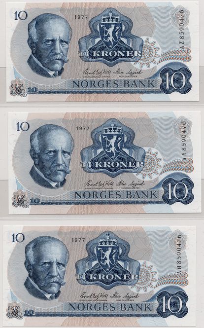 Hovedbilde 10 kroner 1977, serie AO-AØ