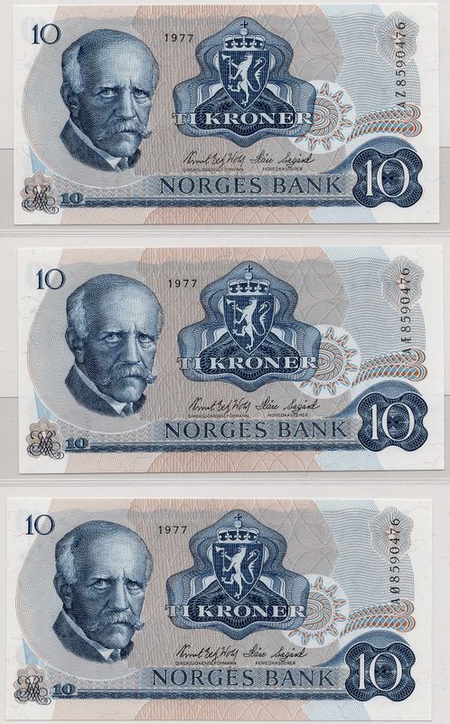 10 kroner 1977, serie AO-AØ
