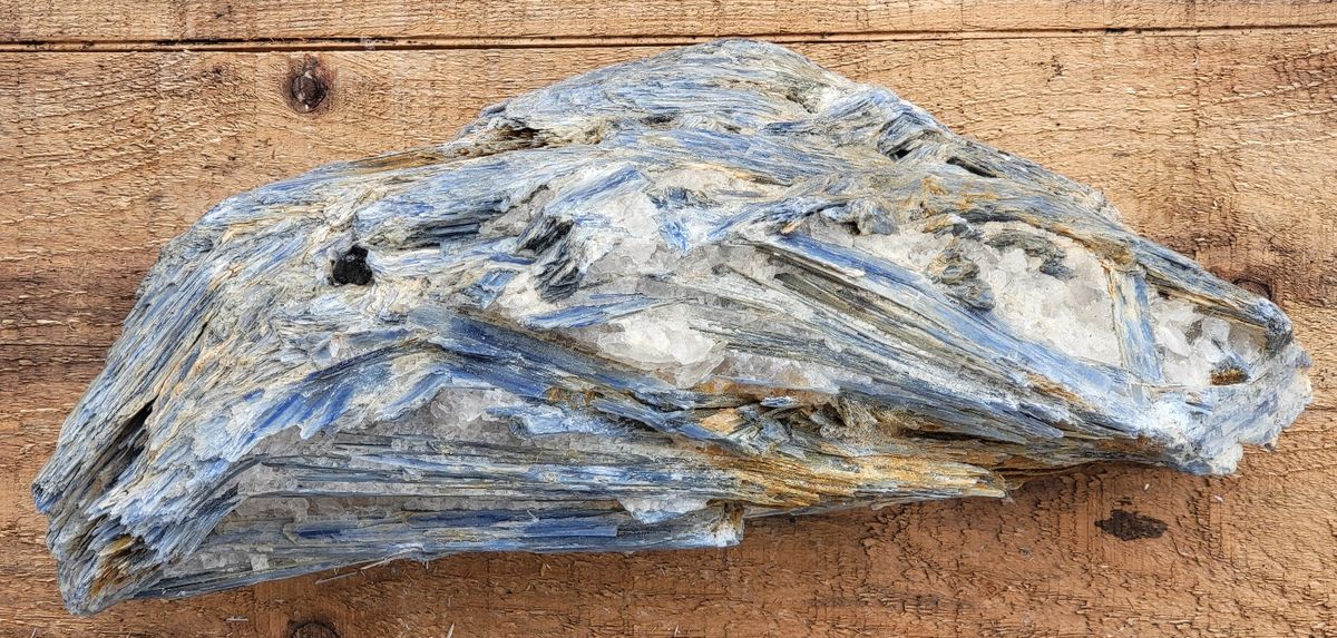 Diger blå kyanitt (kyanite) med kvarts, Brasil