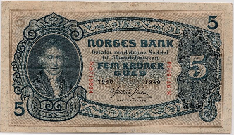 5 kroner 1940 S, kv 1/1+