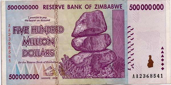 Hovedbilde Zimbabwe, 500 000 000 dollars 2008