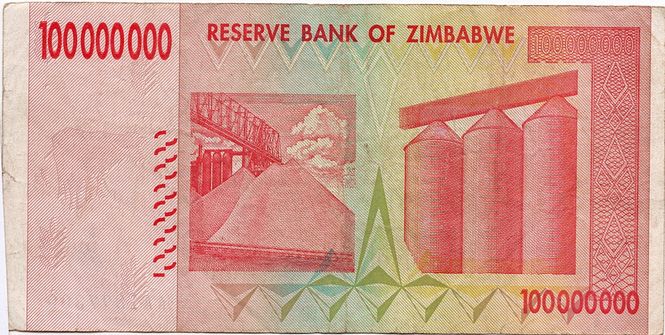 Hovedbilde Zimbabwe, 100 000 000 dollars 2008